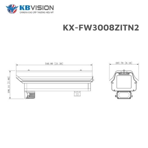 Bản vẻ k&iacute;ch thước camera giao th&ocirc;ng KBVISION KX-FW3008ZITN2